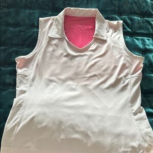 Nike Women's Cream and Pink Tank Top